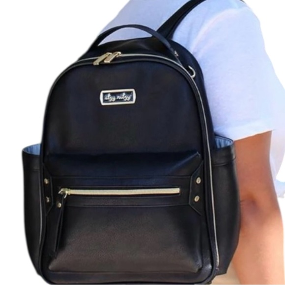 Itzy Ritzy Handbags - ITZY RITZY Mini Vegan Leather Diaper Bag Backpack in Classic Black